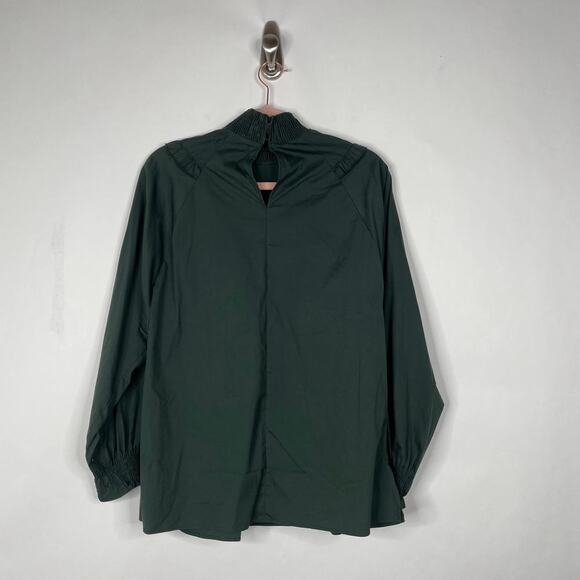 2/$30 Zara Poplin Shirt XS Ruffle Frills Bottle Balloon Sleeve Puff Green #1663 - Picture 8 of 15